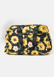 Black Sunflower Print Weekend Bag