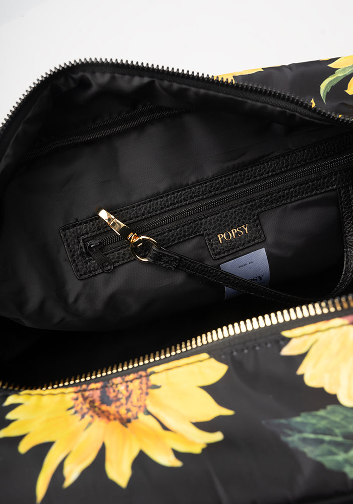 Sixth angle of Black Sunflower Print Holdall