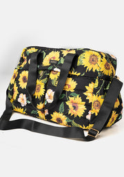 Black Sunflower Print Weekend Bag