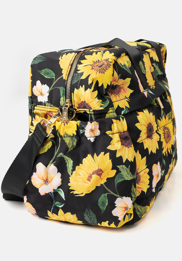 Fourth angle of Black Sunflower Print Holdall