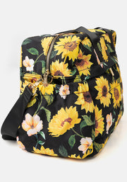 Black Sunflower Print Weekend Bag