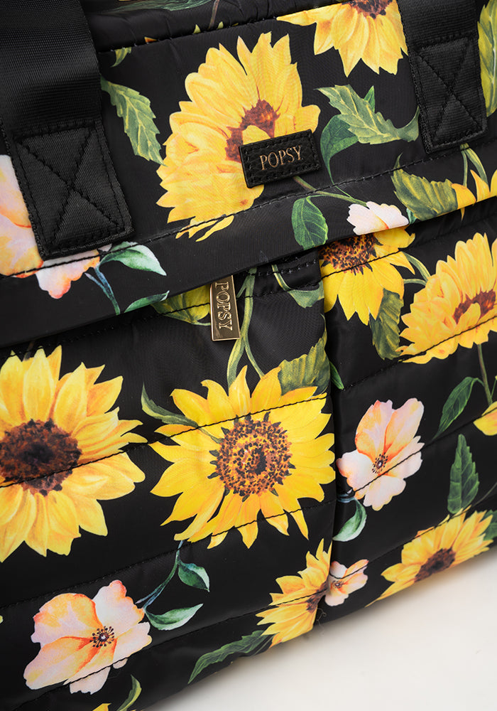 Third angle of Black Sunflower Print Holdall