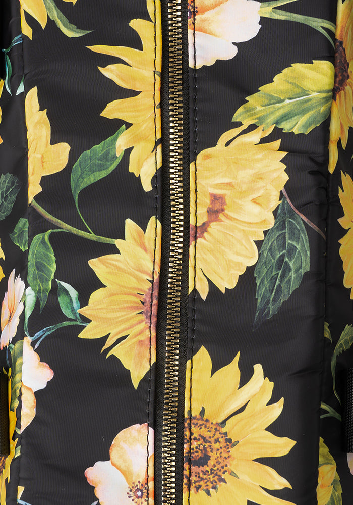 Black Sunflower Print Weekend Bag