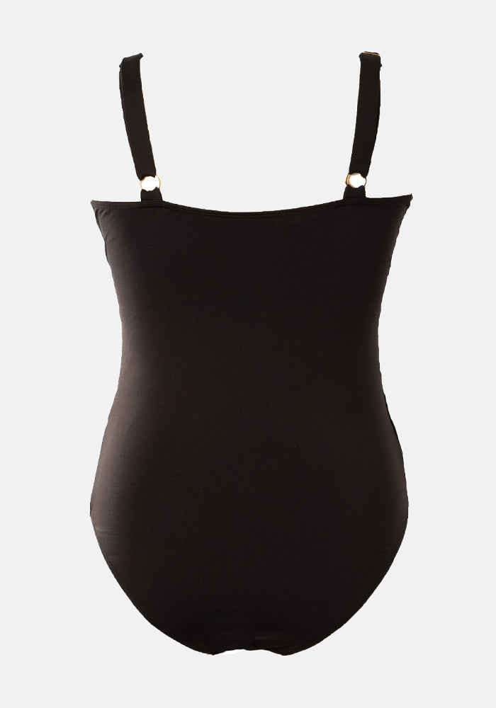 Fifth angle of Popsy Black Side Ruched Swimsuit