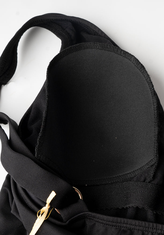 Fourth angle of Popsy Black Side Ruched Swimsuit