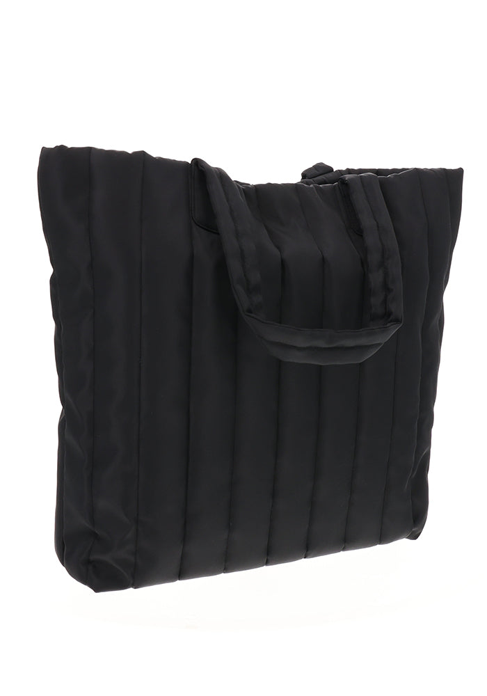Black Quilted Large Tote Bag