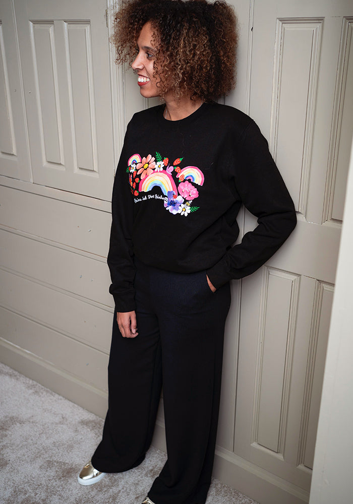 Third angle of Kamila Black Crinkle Rib Trousers
