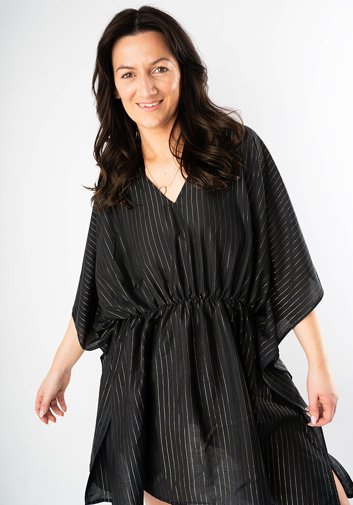 Black With Gold Lurex Cover Up