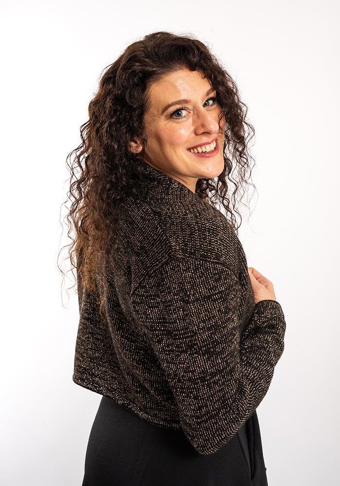 Fourth angle of Black &amp; Gold Lurex Bolero Cardigan
