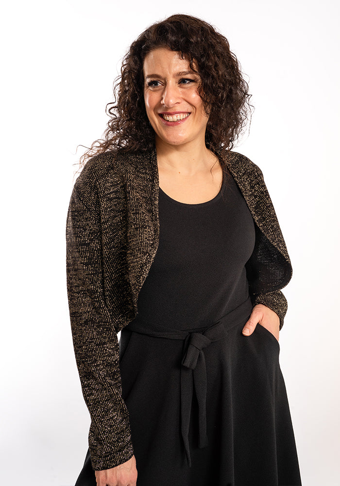 Seventh angle of Black &amp; Gold Lurex Bolero Cardigan