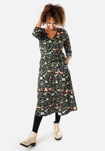 Blake Woodland Camping Print Midi Dress
