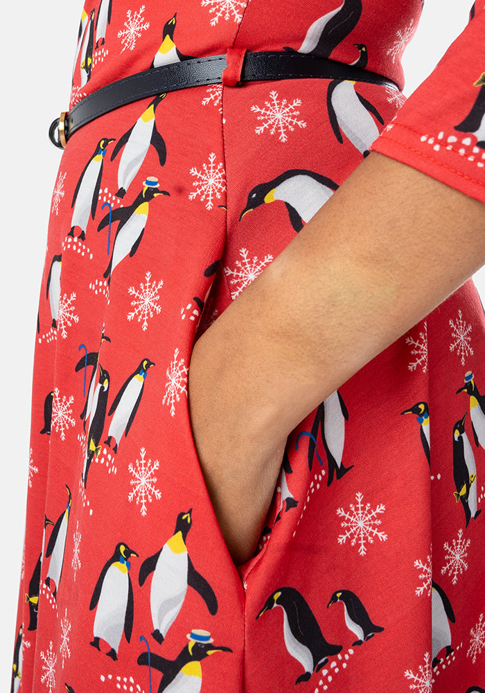 Blizzard Penguins Print Dress