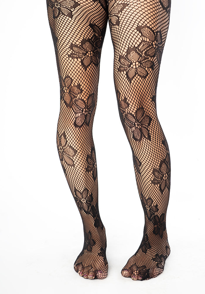 Second angle of Floral Net Tights