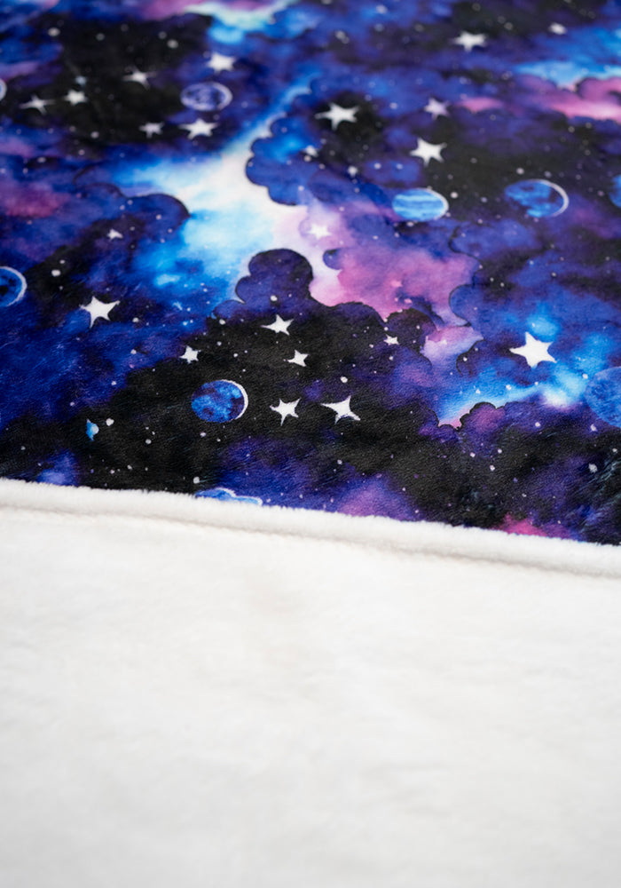 Blue Planet Sky Print Plush Throw Blanket (Pop-Under)