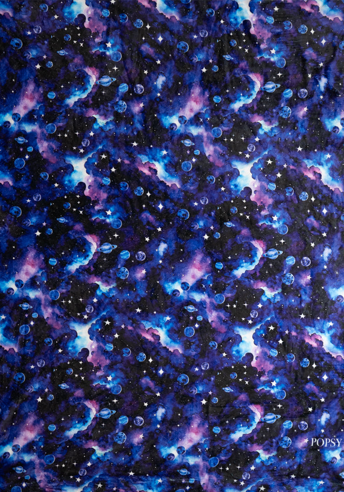 Blue Planet Sky Print Plush Throw Blanket (Pop-Under)