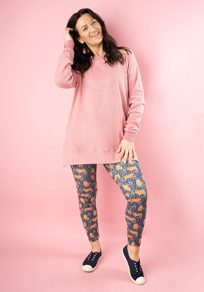 Front view of Blush Pink Longline Popsy Sweatshirt