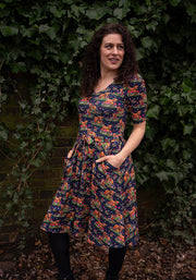 Bodie Highland Cow Print Full Skirt Dress