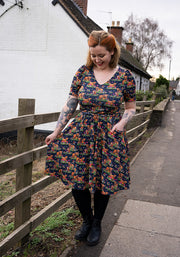 Bodie Highland Cow Print Full Skirt Dress
