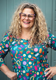 Bonnibel Retro Sweets Print Trapeze Dress