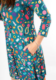 Bonnibel Retro Sweets Print Trapeze Dress