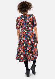 Bonnie-Rae Spring Poppy Print Midi Dress