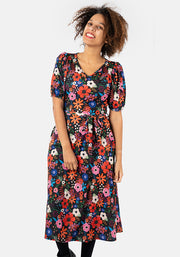 Bonnie-Rae Spring Poppy Print Midi Dress