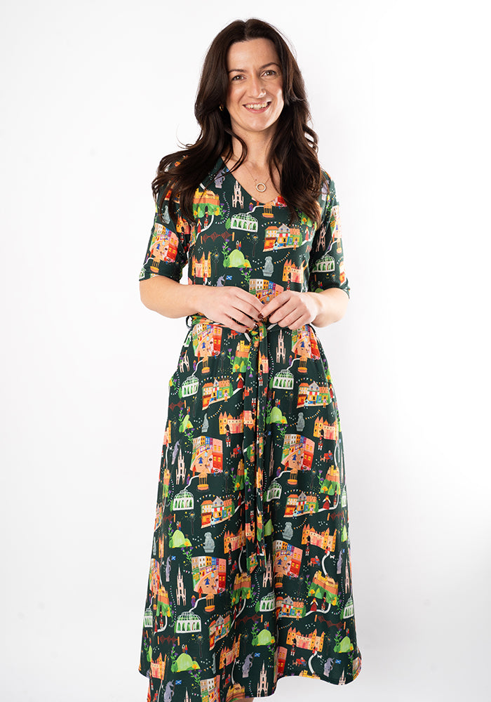Sixth angle of Bonnie Edinburgh Print Jersey Midi Dress