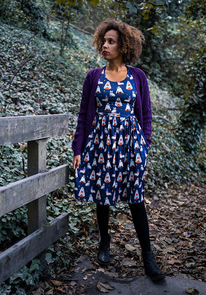 Boo Ghost Dogs Print Dress