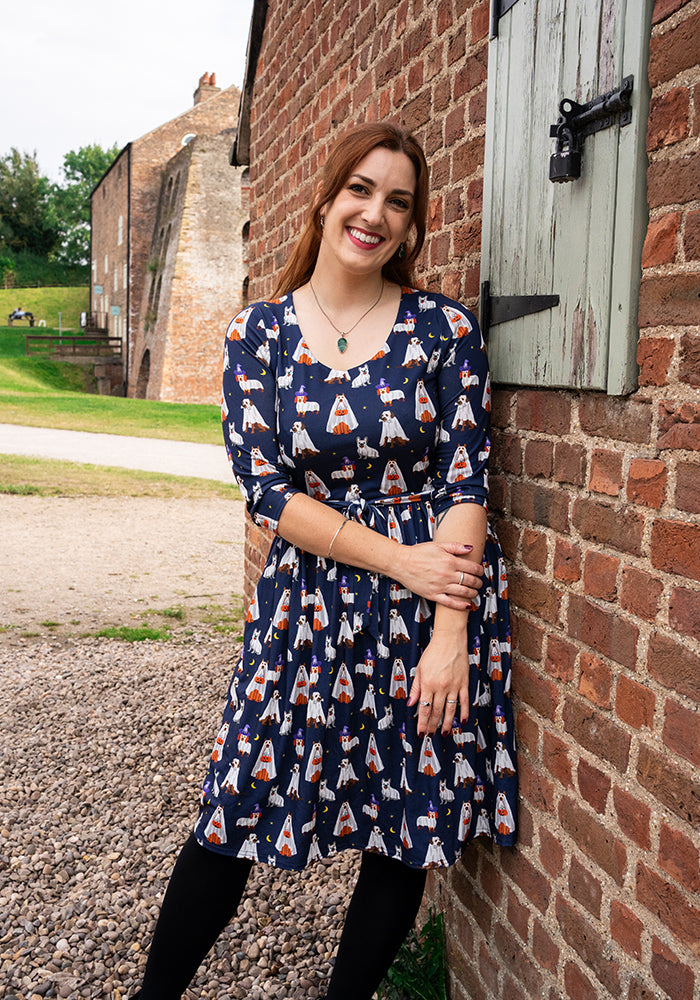 Boo Ghost Dogs Print Dress