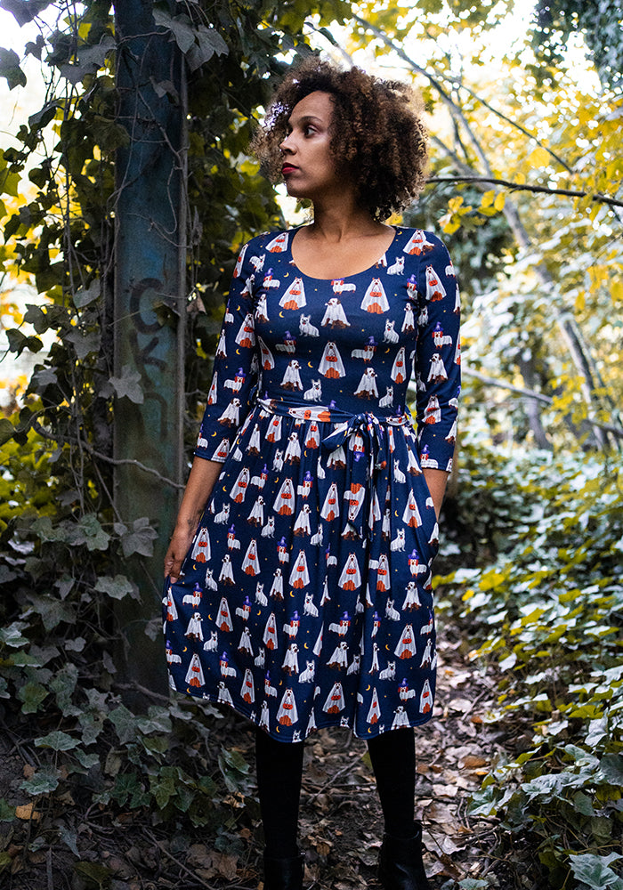Boo Ghost Dogs Print Dress