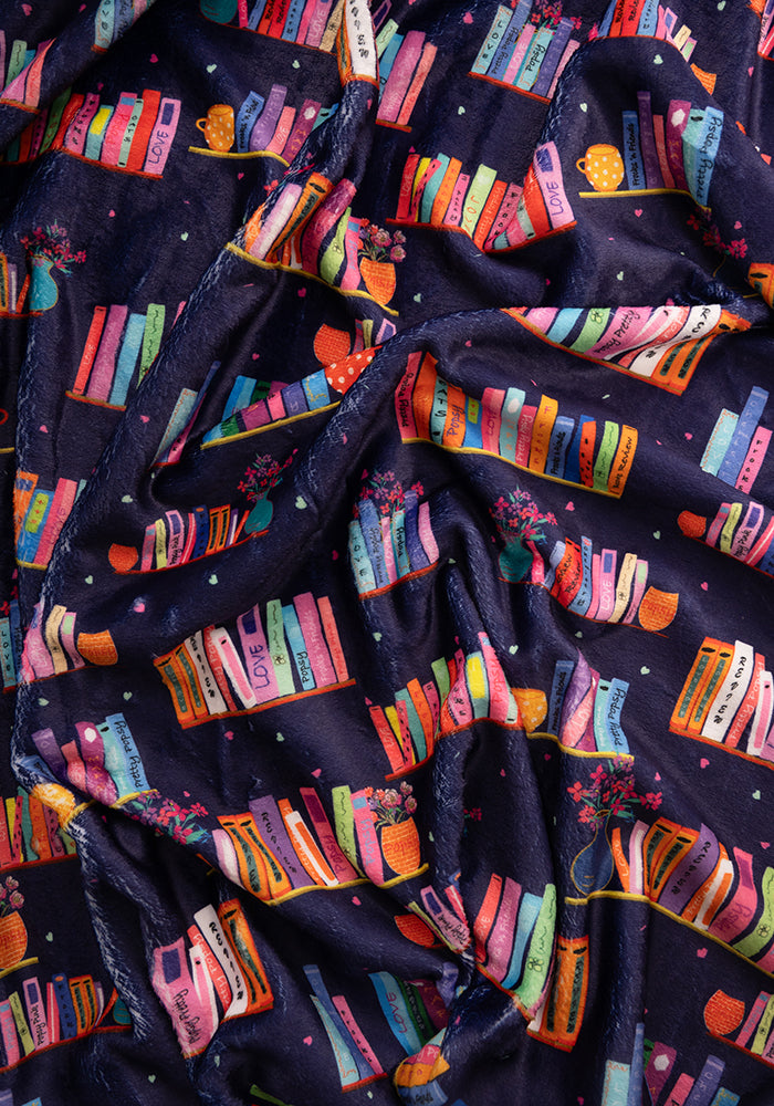 Pop-under Bookshelf Print Plush Blanket