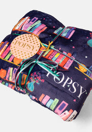 Pop-under Bookshelf Print Plush Blanket