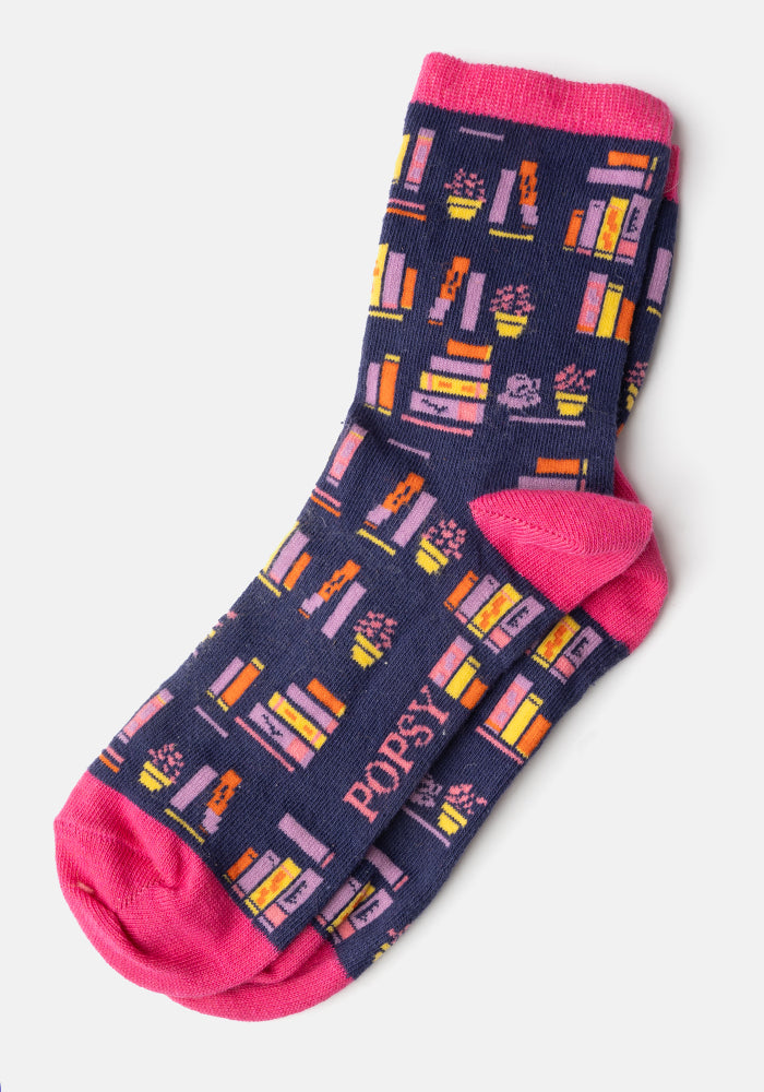 Navy Book Socks