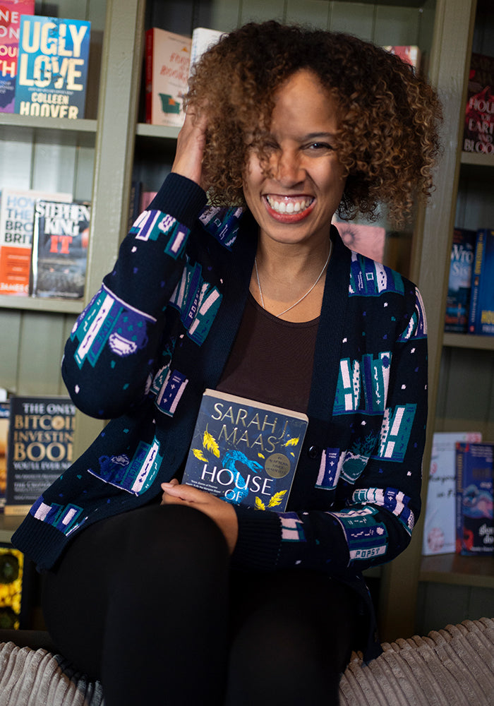 Fifth angle of Books Cardigan