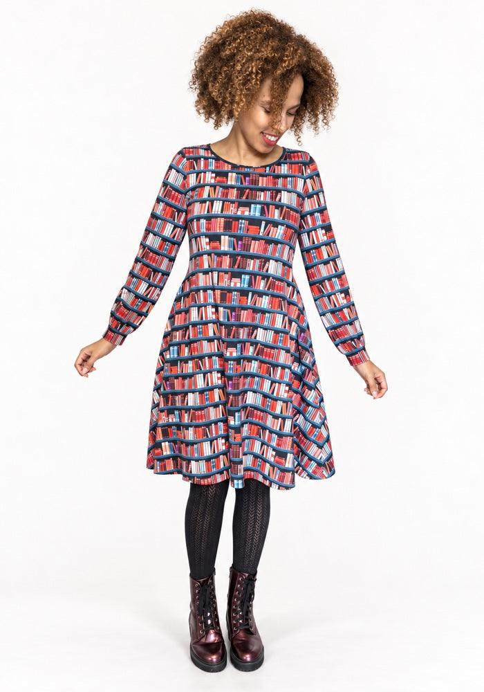 Kova Book Shelf Print Cotton Dress