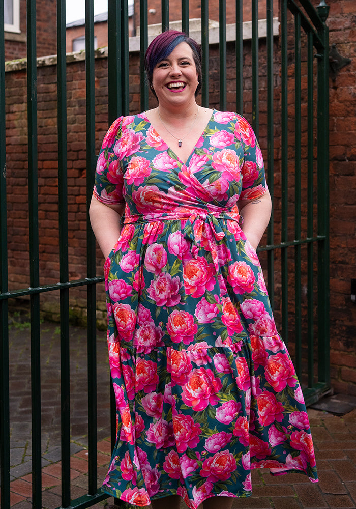 Bouquet Peonies Print Midaxi Dress