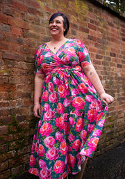 Bouquet Peonies Print Midaxi Dress