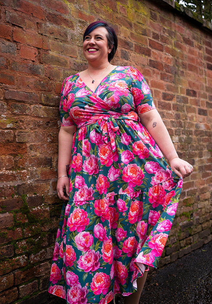 Bouquet Peonies Print Midaxi Dress