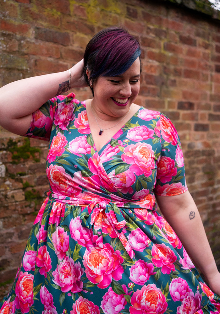 Bouquet Peonies Print Midaxi Dress