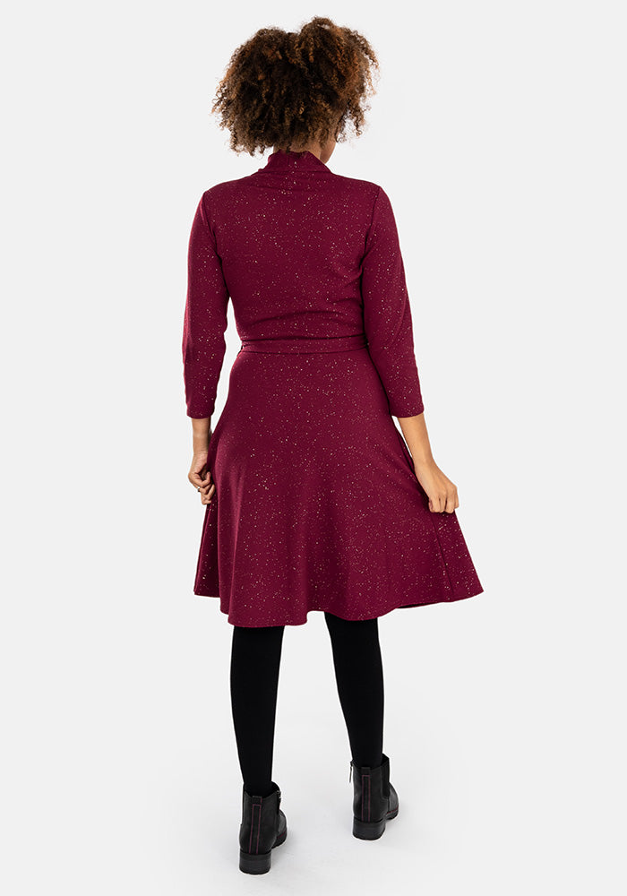 Bordeaux Wine & Silver Glitter Dress