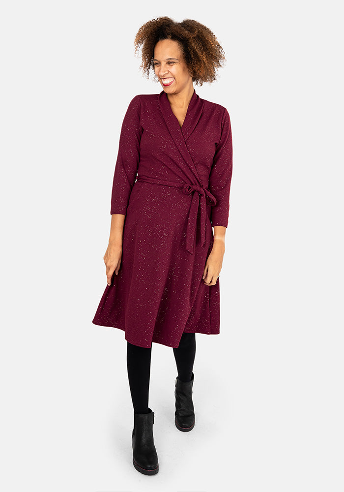 Bordeaux Wine & Silver Glitter Dress
