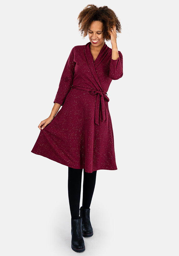 Bordeaux Wine & Silver Glitter Dress