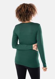 Bottle Green Long Sleeve Round Neck Top