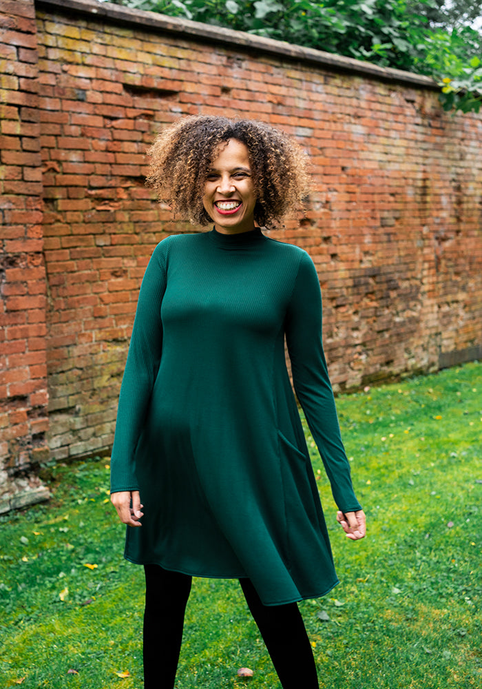 Brenner Bottle Green Turtle Neck A Line Tunic