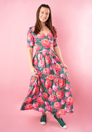 Bouquet Peonies Print Midaxi Dress