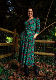 Bradley Blackberry & Mouse Print Cotton Midi Dress