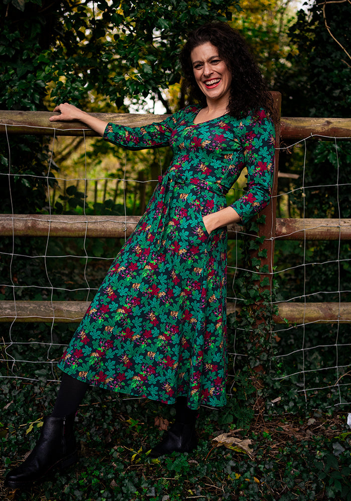 Bradley Blackberry & Mouse Print Cotton Midi Dress