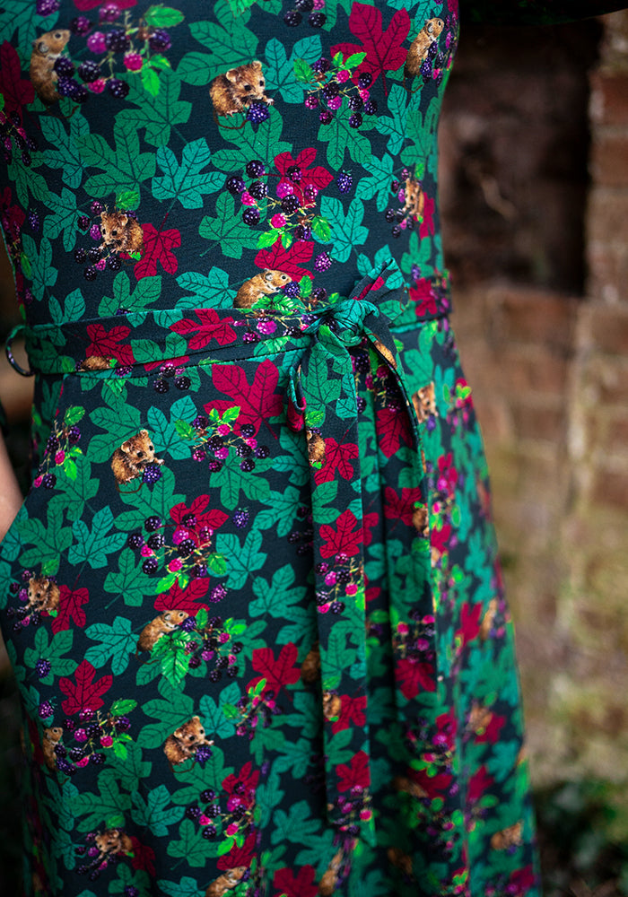 Bradley Blackberry & Mouse Print Cotton Midi Dress