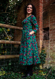 Bradley Blackberry & Mouse Print Cotton Midi Dress