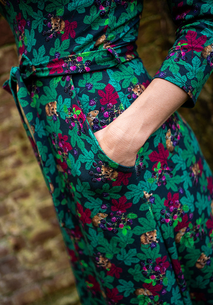 Bradley Blackberry & Mouse Print Cotton Midi Dress